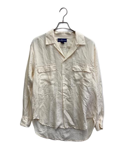 RALPH LAUREN（ラルフローレン）RALPH LAUREN (ラルフローレン) シルク オープンカラー ロングスリーブシャツ アイボリー サイズ:8の古着・服飾アイテム