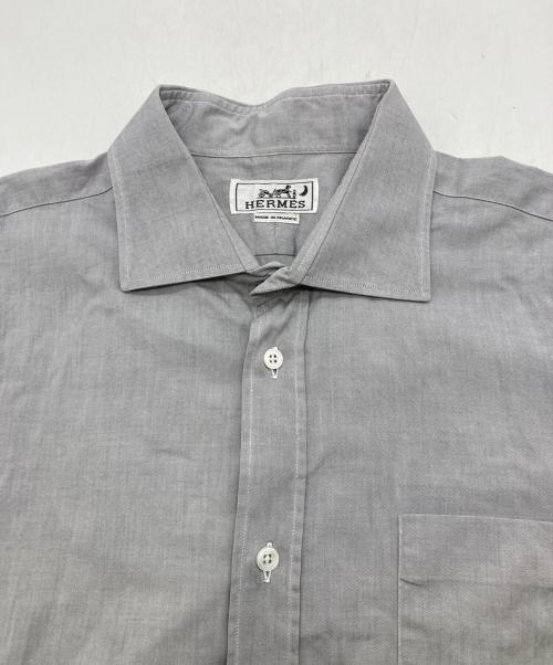 HERMES（エルメス）HERMES (エルメス) セリエ袖ボタンカッタウェイカラー コットンシャツ グレー サイズ:43の古着・服飾アイテム