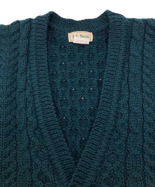 L.L.Bean（エルエルビーン）L.L.Bean (エルエルビーン) 80～90s アランニットカーディガン グリーン サイズ:Ｌの古着・服飾アイテム