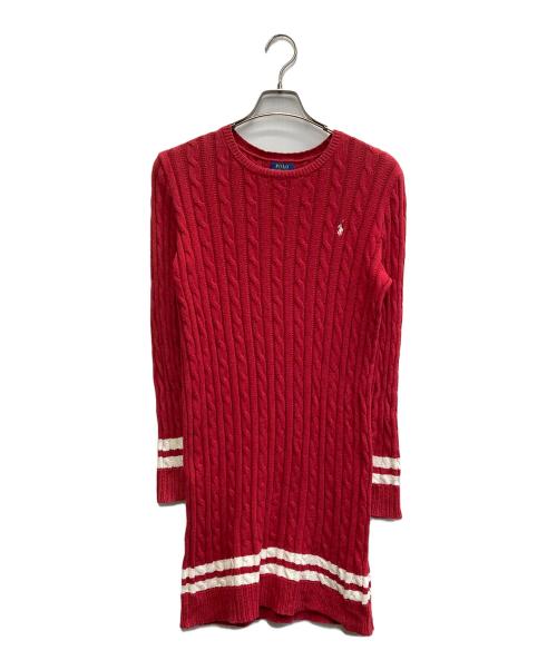 POLO RALPH LAUREN（ポロ・ラルフローレン）POLO RALPH LAUREN (ポロ・ラルフローレン) ケーブルニットワンピース レッド サイズ:XLの古着・服飾アイテム