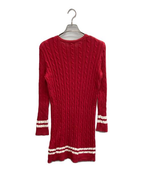 POLO RALPH LAUREN（ポロ・ラルフローレン）POLO RALPH LAUREN (ポロ・ラルフローレン) ケーブルニットワンピース レッド サイズ:XLの古着・服飾アイテム