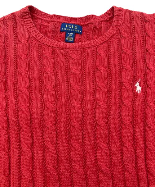 POLO RALPH LAUREN（ポロ・ラルフローレン）POLO RALPH LAUREN (ポロ・ラルフローレン) ケーブルニットワンピース レッド サイズ:XLの古着・服飾アイテム