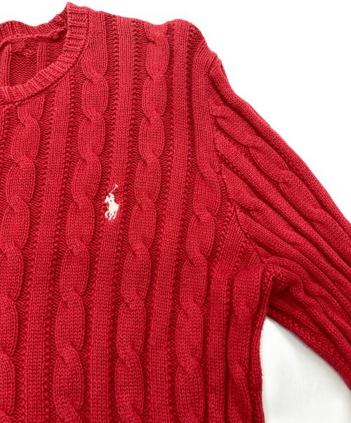 POLO RALPH LAUREN（ポロ・ラルフローレン）POLO RALPH LAUREN (ポロ・ラルフローレン) ケーブルニットワンピース レッド サイズ:XLの古着・服飾アイテム