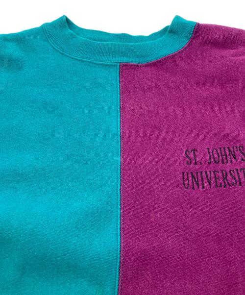 Champion（チャンピオン）Champion (チャンピオン) 90’Sバイカラースウェット パープル×グリーン サイズ:Lの古着・服飾アイテム