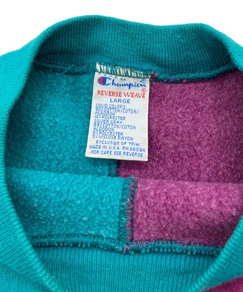 Champion（チャンピオン）Champion (チャンピオン) 90’Sバイカラースウェット パープル×グリーン サイズ:Lの古着・服飾アイテム