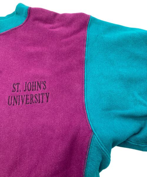 Champion（チャンピオン）Champion (チャンピオン) 90’Sバイカラースウェット パープル×グリーン サイズ:Lの古着・服飾アイテム