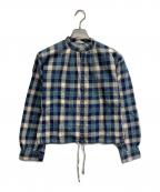 45rpm45アールピーエム）の古着「インディゴチェックバンドカラーシャツ」｜ブルー