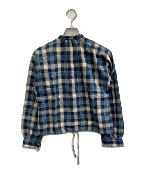 45rpm（45アールピーエム）45rpm (45アールピーエム) インディゴチェックバンドカラーシャツ ブルー サイズ:不明（記載無し）の古着・服飾アイテム