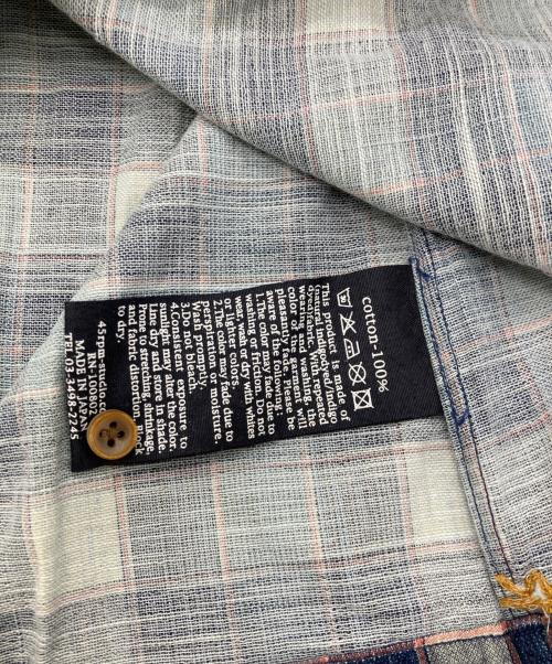 45rpm（45アールピーエム）45rpm (45アールピーエム) インディゴチェックバンドカラーシャツ ブルー サイズ:不明（記載無し）の古着・服飾アイテム