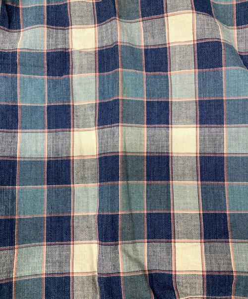 45rpm（45アールピーエム）45rpm (45アールピーエム) インディゴチェックバンドカラーシャツ ブルー サイズ:不明（記載無し）の古着・服飾アイテム