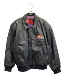 PRO LAYER（プロレイヤー）の古着「90’Sアーチロゴワッペンレザージャケット」｜ブラック