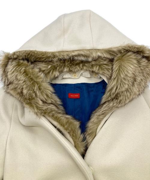 DES PRES（デ プレ）DES PRES (デ プレ) ウールメルトンファーコンビ フーデッドコート ベージュ サイズ:Sの古着・服飾アイテム