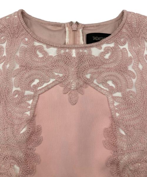 TADASHI SHOJI（タダシ ショージ）TADASHI SHOJI (タダシ ショージ) 膝丈 ノースリーブ レース 刺繍 ワンピース ピンク サイズ:ＸＸＳの古着・服飾アイテム