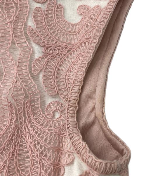 TADASHI SHOJI（タダシ ショージ）TADASHI SHOJI (タダシ ショージ) 膝丈 ノースリーブ レース 刺繍 ワンピース ピンク サイズ:ＸＸＳの古着・服飾アイテム