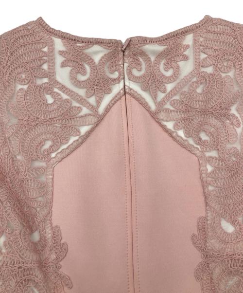 TADASHI SHOJI（タダシ ショージ）TADASHI SHOJI (タダシ ショージ) 膝丈 ノースリーブ レース 刺繍 ワンピース ピンク サイズ:ＸＸＳの古着・服飾アイテム