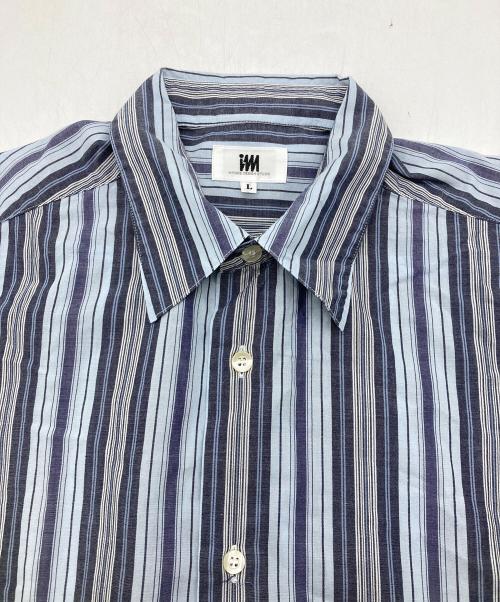 IM ISSEY MIYAKE（アイエムイッセイミヤケ）IM ISSEY MIYAKE (アイエムイッセイミヤケ) 90’S 半袖ストライプシャツ ネイビー サイズ:Lの古着・服飾アイテム