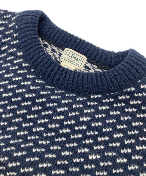L.L.Bean（エルエルビーン）L.L.Bean (エルエルビーン) ビーンズ・クラシック・ラグ・ウール・セーター、クルーネック バーズアイ ネイビー サイズ:Lの古着・服飾アイテム