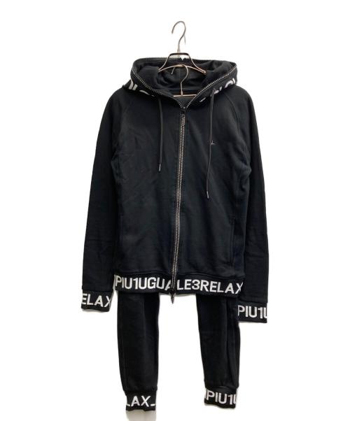 1PIU1UGUALE3 RELAX（ウノピゥウノウグァーレトレ リラックス）1PIU1UGUALE3 RELAX (ウノピゥウノウグァーレトレ リラックス) ラインストーン セットアップジャージ ブラック サイズ:XLの古着・服飾アイテム