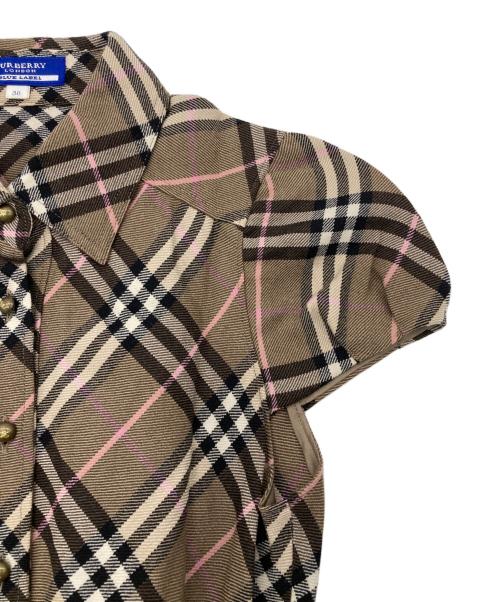 BURBERRY BLUE LABEL（バーバリー ブルー レーベル）BURBERRY BLUE LABEL (バーバリー ブルー レーベル) フレンチスリーブワンピース ブラウン サイズ:38の古着・服飾アイテム