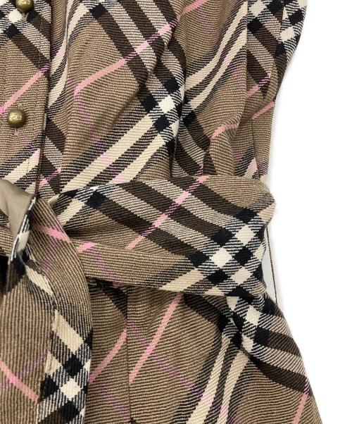 BURBERRY BLUE LABEL（バーバリー ブルー レーベル）BURBERRY BLUE LABEL (バーバリー ブルー レーベル) フレンチスリーブワンピース ブラウン サイズ:38の古着・服飾アイテム