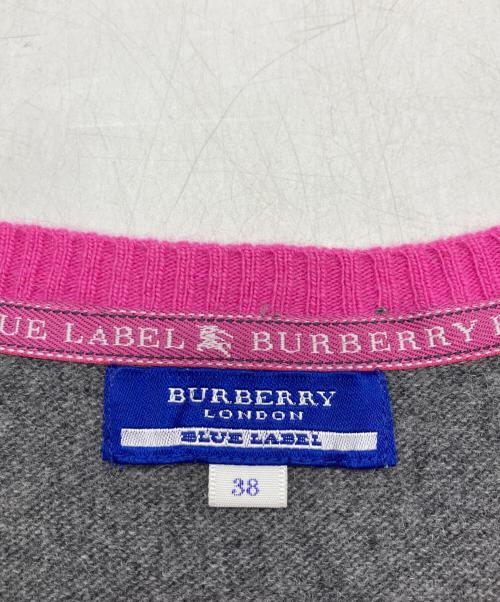 BURBERRY BLUE LABEL（バーバリー ブルー レーベル）BURBERRY BLUE LABEL (バーバリー ブルー レーベル) ラグランスリーブニット パープル×グレー サイズ:38の古着・服飾アイテム