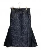 sacaiサカイ）の古着「ミックスツイード プリーツロングスカート」｜ネイビー