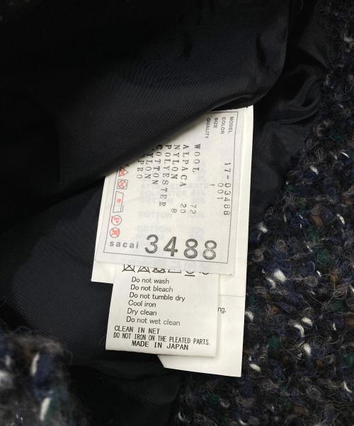 sacai（サカイ）sacai (サカイ) ミックスツイード プリーツロングスカート ネイビー サイズ:1の古着・服飾アイテム