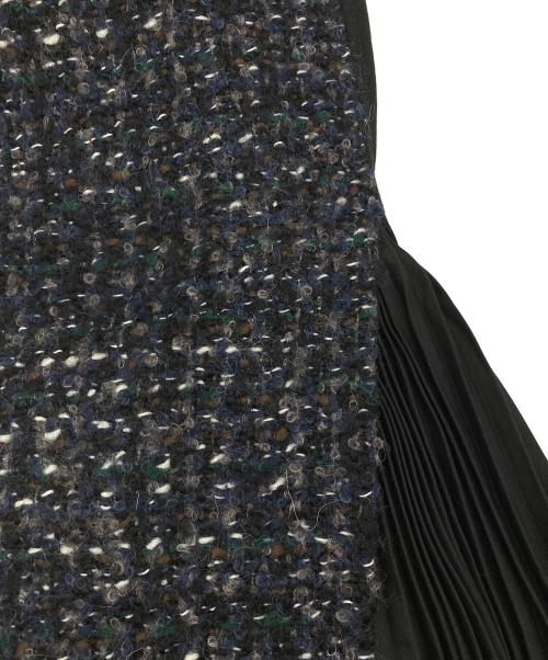 sacai（サカイ）sacai (サカイ) ミックスツイード プリーツロングスカート ネイビー サイズ:1の古着・服飾アイテム