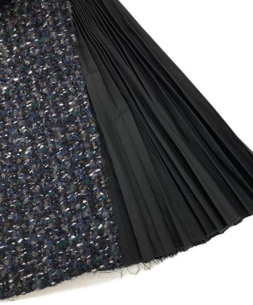 sacai（サカイ）sacai (サカイ) ミックスツイード プリーツロングスカート ネイビー サイズ:1の古着・服飾アイテム