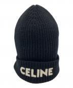 CELINEセリーヌ）の古着「エンブロイダリーニット帽」｜ブラック