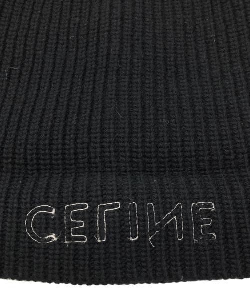 CELINE（セリーヌ）CELINE (セリーヌ) エンブロイダリーニット帽 ブラック サイズ:TUの古着・服飾アイテム