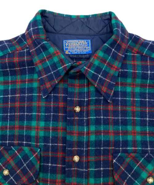PENDLETON（ペンドルトン）PENDLETON (ペンドルトン) 70s ウールネルシャツ 【USA製】 ネイビー サイズ:Lの古着・服飾アイテム