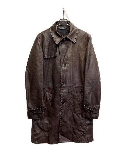 K&C（ケーアンドシー）K&C (ケーアンドシー) ラムレザーコート ブラウン サイズ:不明（記載無し）の古着・服飾アイテム