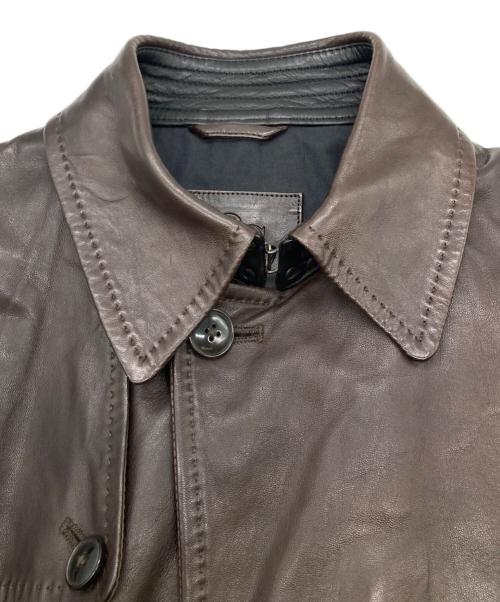 K&C（ケーアンドシー）K&C (ケーアンドシー) ラムレザーコート ブラウン サイズ:不明（記載無し）の古着・服飾アイテム