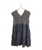 me ISSEY MIYAKEミーイッセイ ミヤケ）の古着「カリフラワー切替/ノースリーブワンピース/」｜グレー