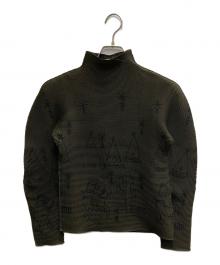 me ISSEY MIYAKE（ミーイッセイ ミヤケ）の古着「転写 プリーツカットソー」｜グリーン