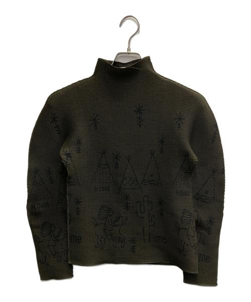 me ISSEY MIYAKE（ミーイッセイ ミヤケ）me ISSEY MIYAKE (ミーイッセイ ミヤケ) 転写 プリーツカットソー グリーン サイズ:-の古着・服飾アイテム