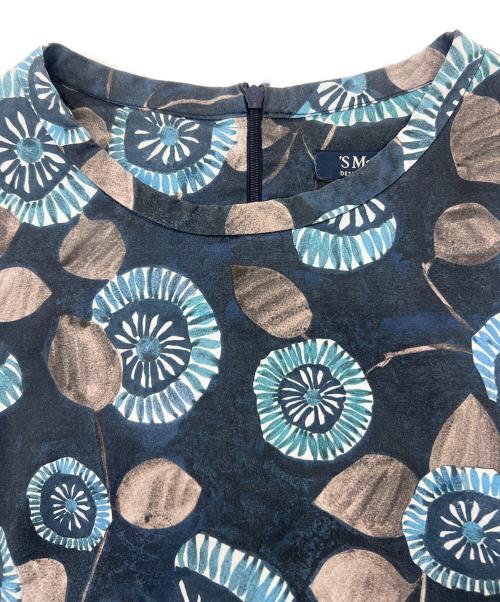 'S Max Mara（エスマックスマーラ）'S Max Mara (エスマックスマーラ) 総柄ワンピース ブルー サイズ:40の古着・服飾アイテム