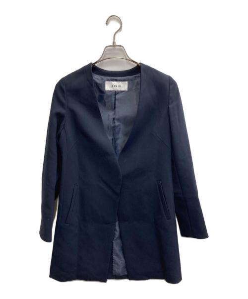 SOEJU（ソージュ）SOEJU (ソージュ) ロングノーカラージャケット ネイビー サイズ:Sの古着・服飾アイテム