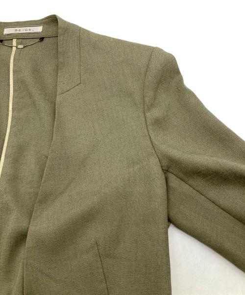 BEIGE（ベイジ）BEIGE (ベイジ) ノーカラージャケット ベージュ サイズ:Mの古着・服飾アイテム