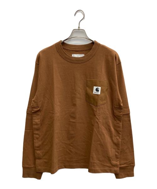 Carhartt WIP（カーハート ワーク イン プログレス）CARHARTT WIP (カーハート ワーク イン プログレス) sacai (サカイ) Cotton Jersey L/S T-Shirt ブラウン サイズ:3の古着・服飾アイテム