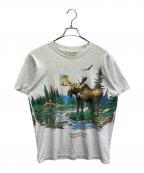 habitatハビタット）の古着「アニマルプリントＴシャツ/HABITAT XCVIII」｜ホワイト