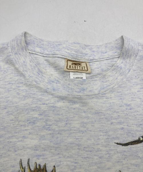habitat（ハビタット）HABITAT (ハビタット) アニマルプリントＴシャツ/HABITAT XCVIII ホワイト サイズ:Lの古着・服飾アイテム