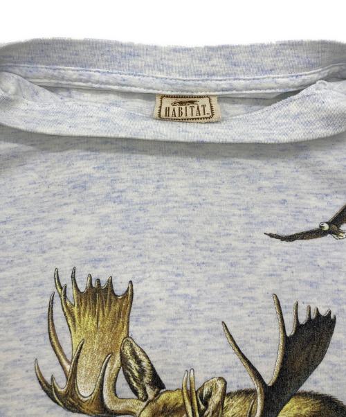 habitat（ハビタット）HABITAT (ハビタット) アニマルプリントＴシャツ/HABITAT XCVIII ホワイト サイズ:Lの古着・服飾アイテム