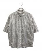 ebureエブール）の古着「コットンリネンストライプシャツ」｜グレー×ホワイト