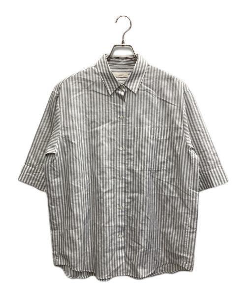 ebure（エブール）EBURE (エブール) コットンリネンストライプシャツ グレー×ホワイト サイズ:38の古着・服飾アイテム