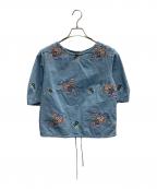 45Rフォーティファイブ・アール）の古着「コットンリネンジャガードのブラウス」｜ネイビー