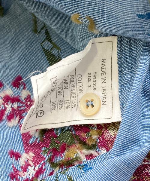 45R（フォーティファイブ・アール）45R (フォーティファイブ・アール) コットンリネンジャガードのブラウス ネイビー サイズ:2の古着・服飾アイテム