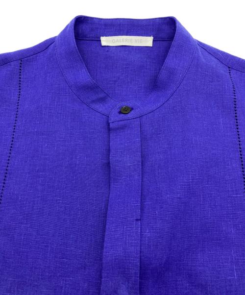 GALERIE VIE（ギャルリーヴィー）GALERIE VIE (ギャルリーヴィー) フレンチリネン スタンドカラーシャツ パープル サイズ:FREE 未使用品の古着・服飾アイテム