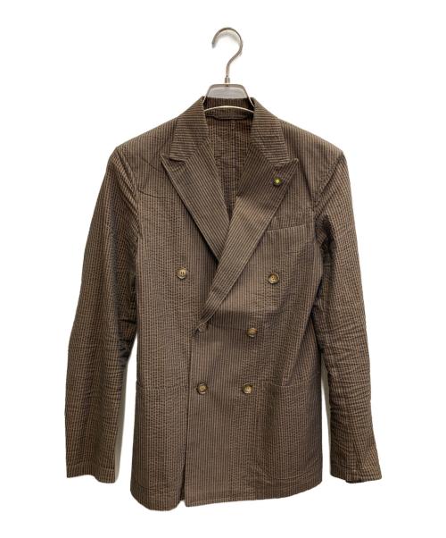 giannetto（ジャンネット）giannetto (ジャンネット) シアサッカー ダブルジャケット ブラウン サイズ:SIZE44の古着・服飾アイテム